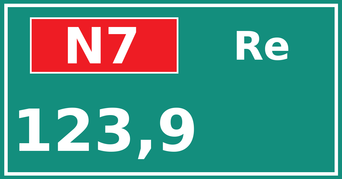 Hectometerbord N7 123,9 zijde Re