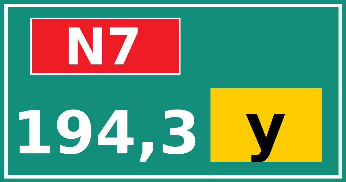 Hectometerbord N7 194,3 letter y