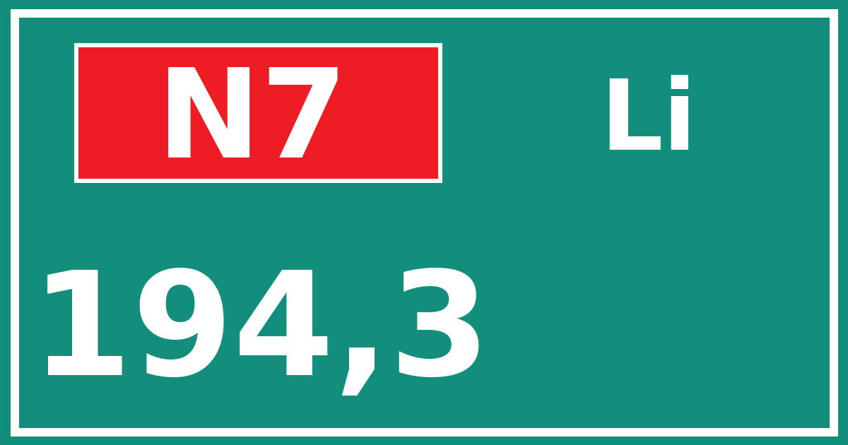 Hectometerbord N7 194,3 zijde Li