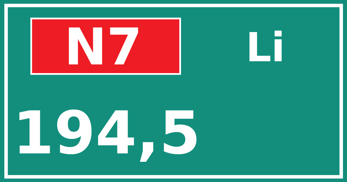 Hectometerbord N7 194,5 zijde Li
