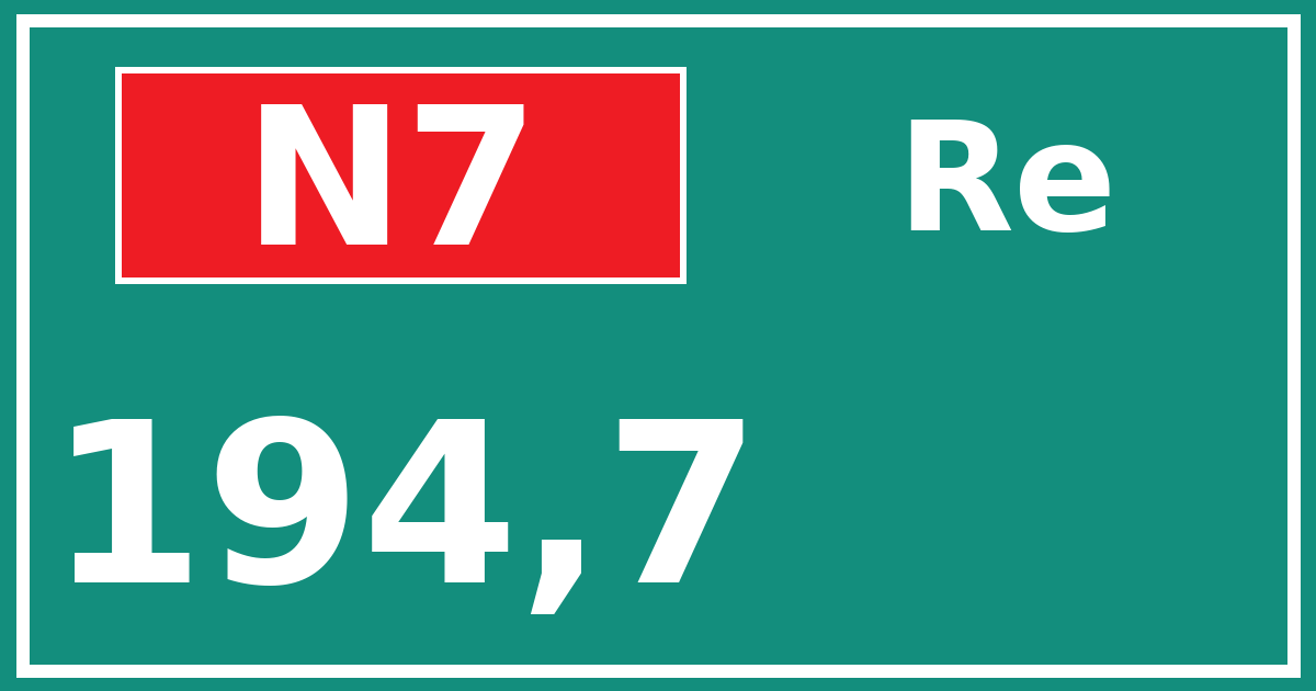 Hectometerbord N7 194,7 zijde Re