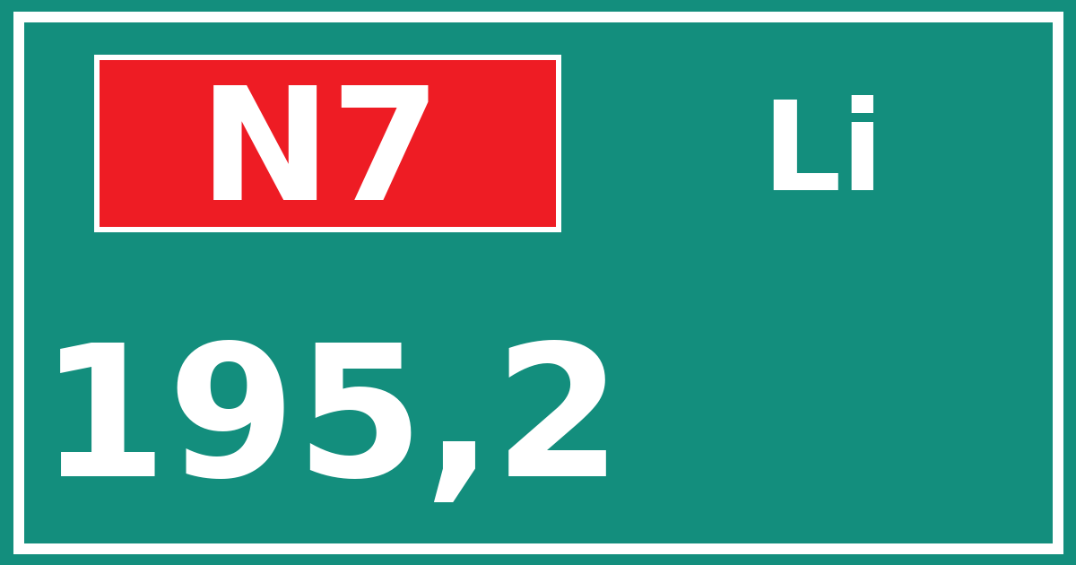 Hectometerbord N7 195,2 zijde Li