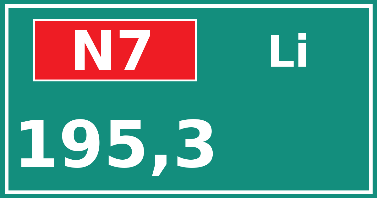 Hectometerbord N7 195,3 zijde Li