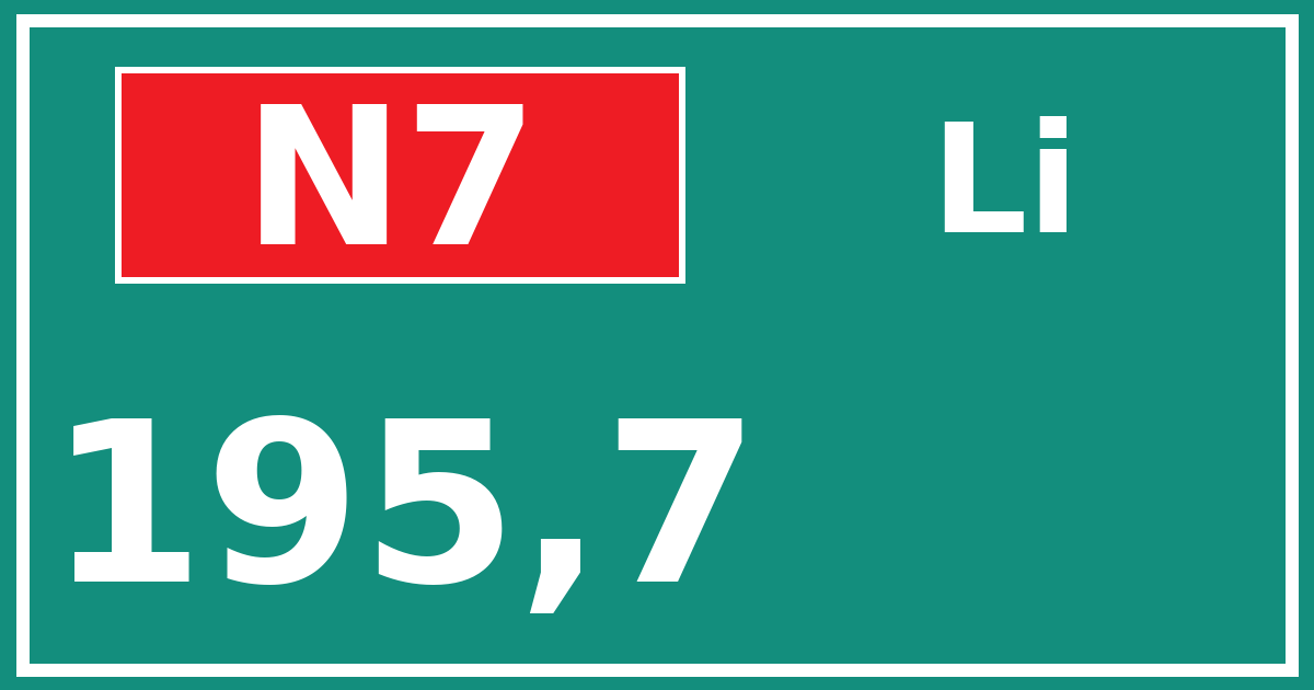 Hectometerbord N7 195,7 zijde Li