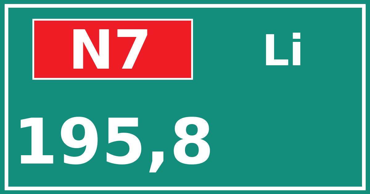 Hectometerbord N7 195,8 zijde Li