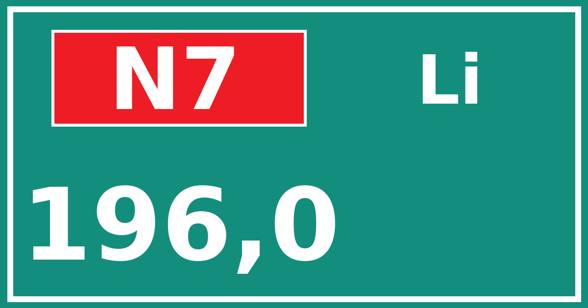 Hectometerbord N7 196,0 zijde Li