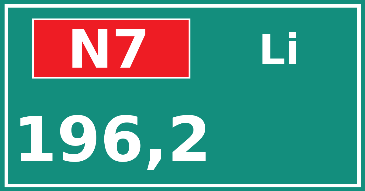 Hectometerbord N7 196,2 zijde Li
