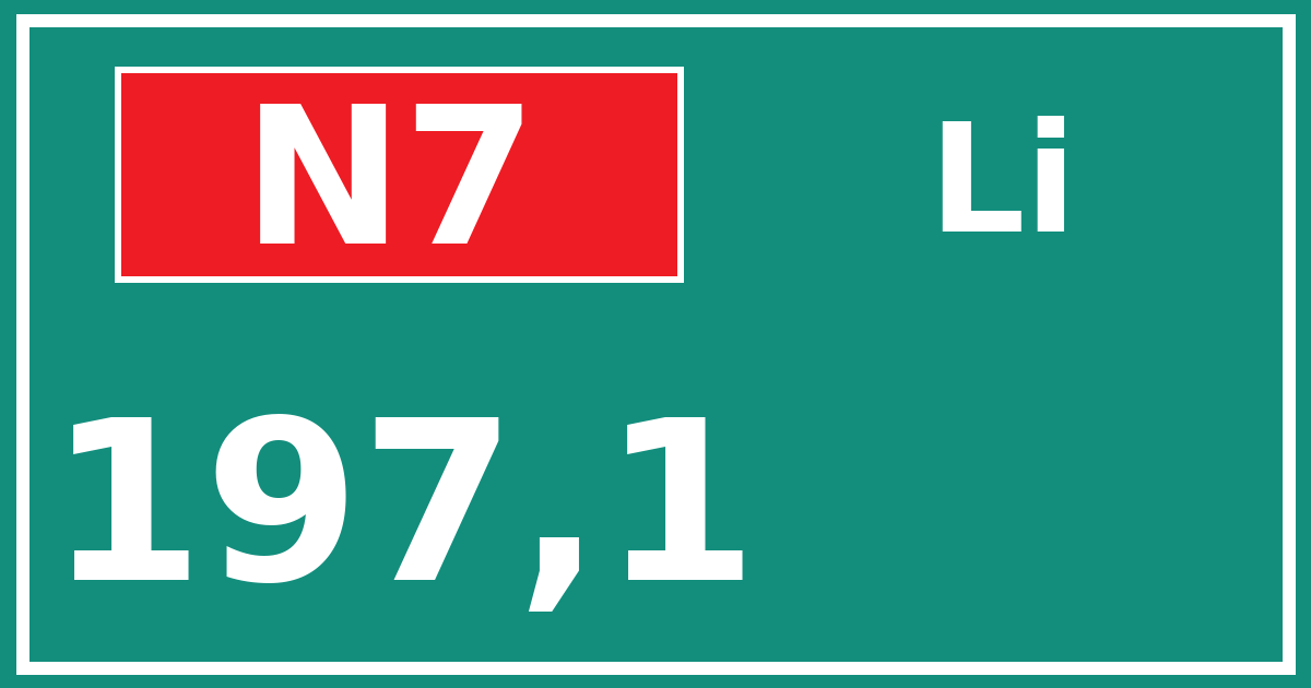 Hectometerbord N7 197,1 zijde Li