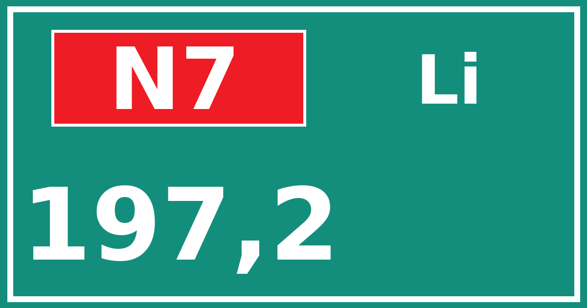 Hectometerbord N7 197,2 zijde Li