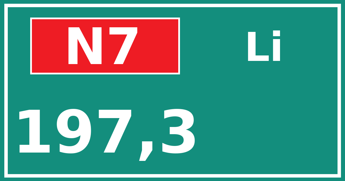 Hectometerbord N7 197,3 zijde Li