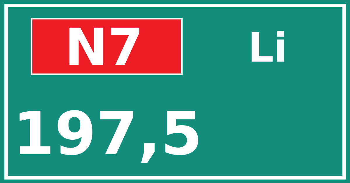 Hectometerbord N7 197,5 zijde Li