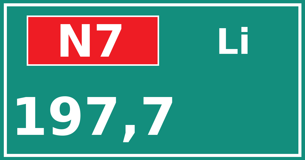 Hectometerbord N7 197,7 zijde Li