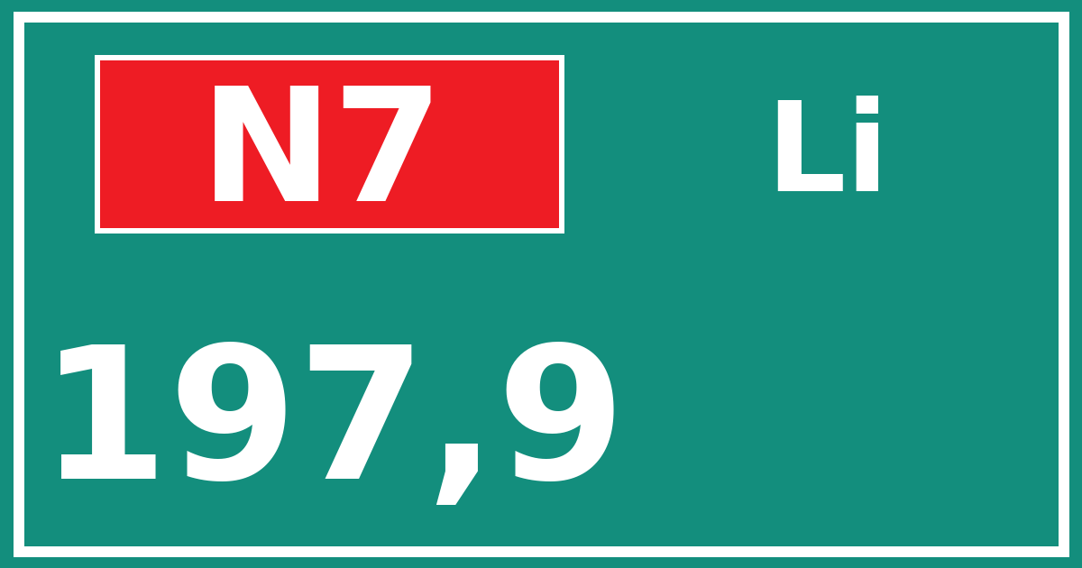 Hectometerbord N7 197,9 zijde Li