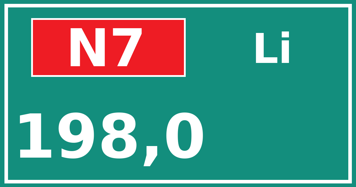 Hectometerbord N7 198,0 zijde Li