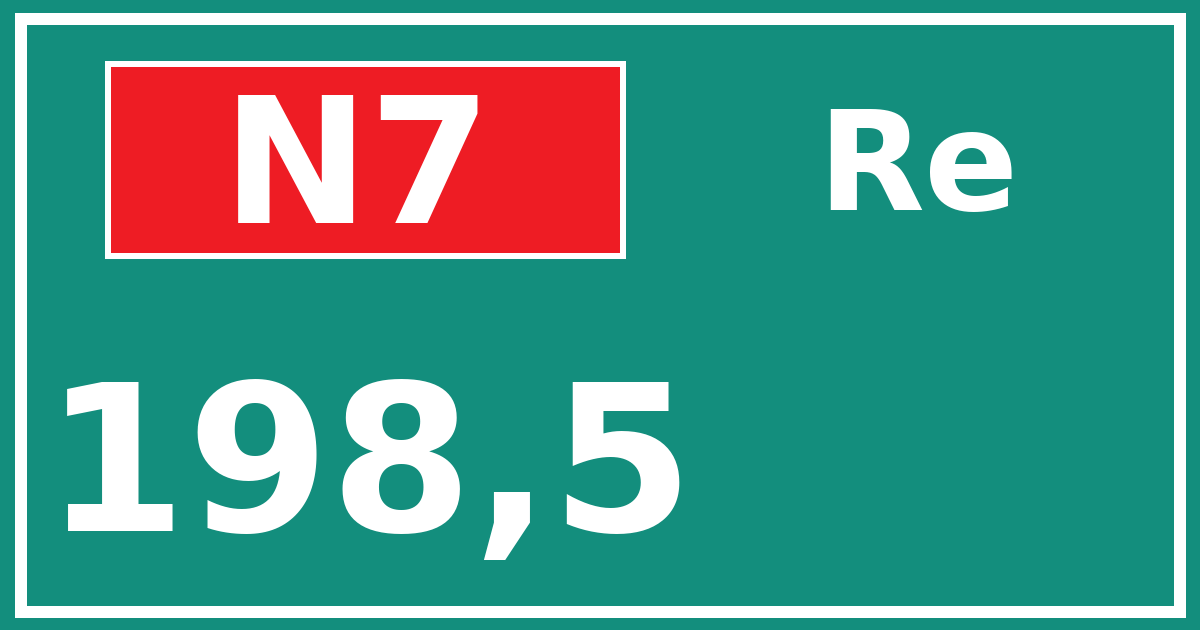 Hectometerbord N7 198,5 zijde Re
