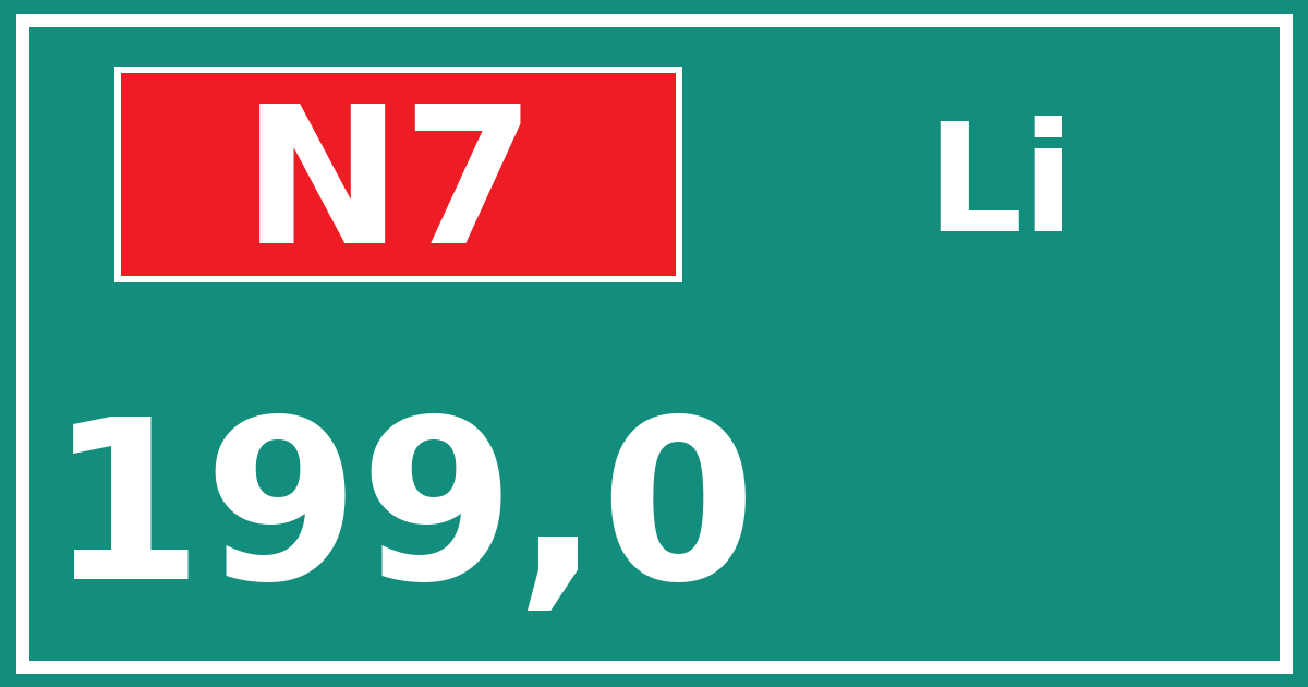 Hectometerbord N7 199,0 zijde Li