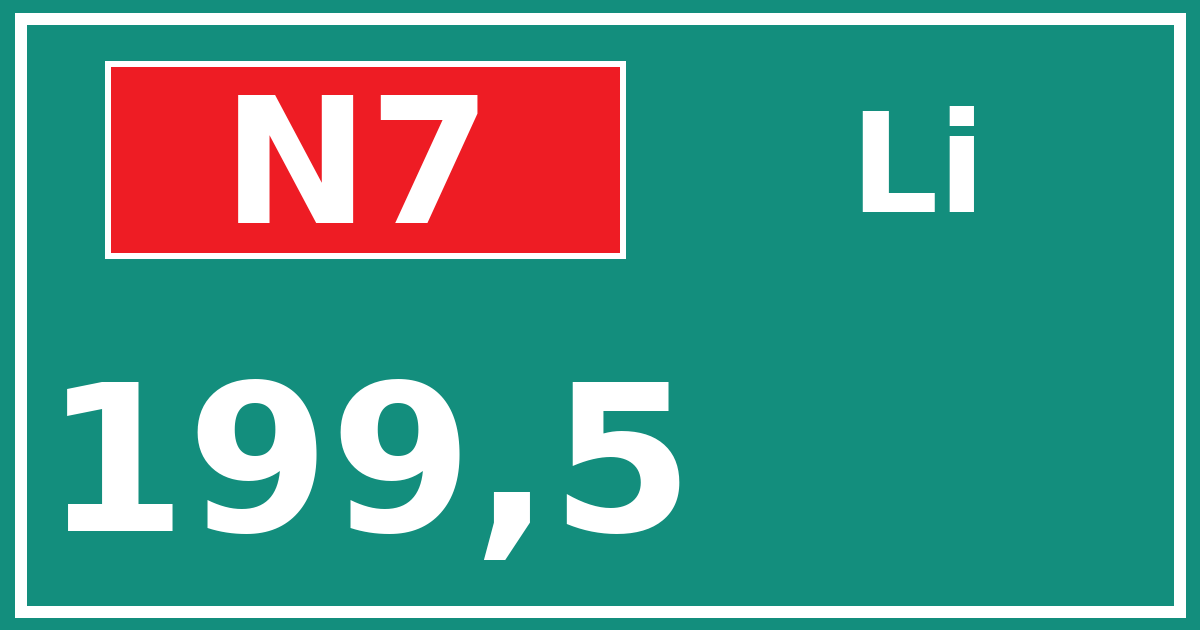 Hectometerbord N7 199,5 zijde Li