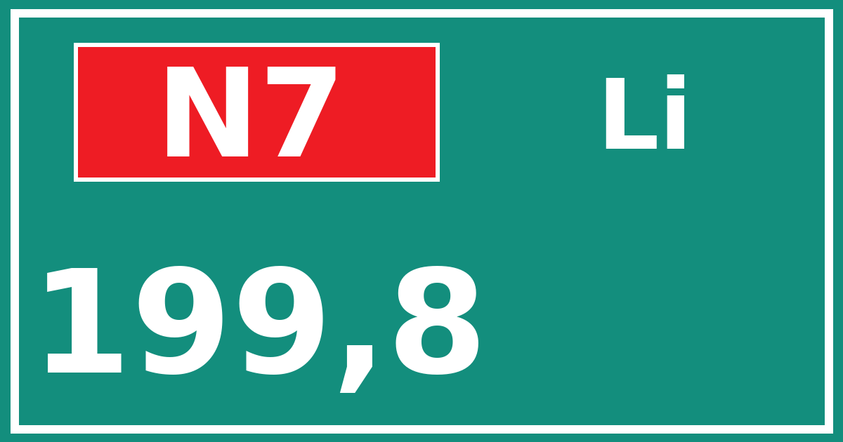 Hectometerbord N7 199,8 zijde Li