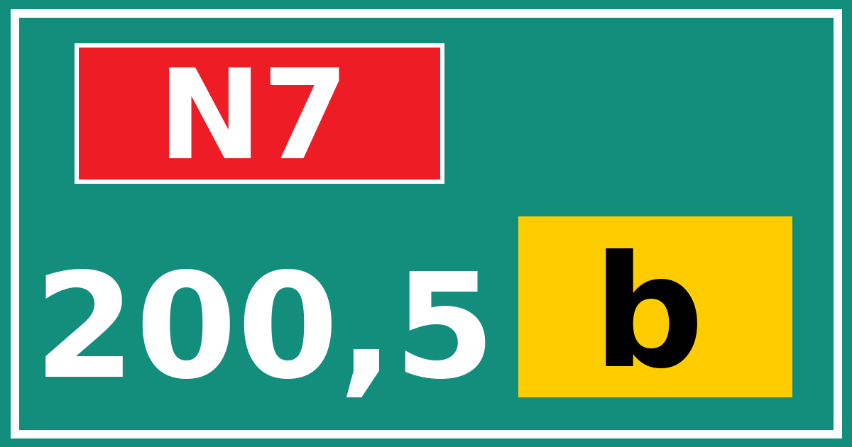 Hectometerbord N7 200,5 letter b