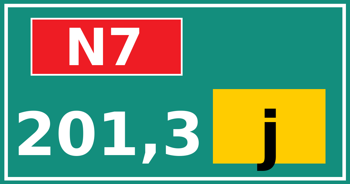 Hectometerbord N7 201,3 letter j