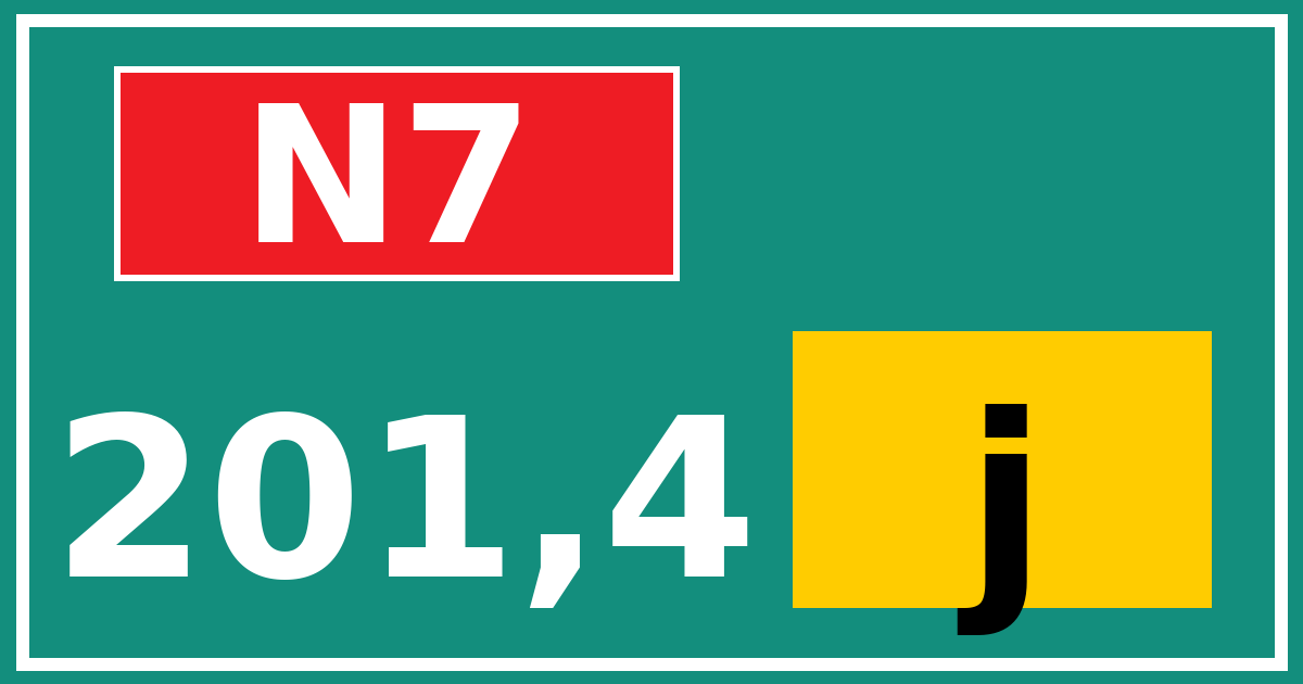 Hectometerbord N7 201,4 letter j