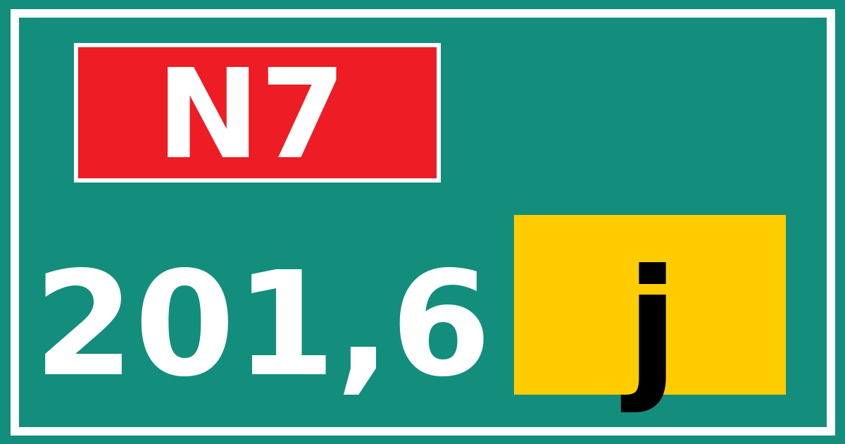 Hectometerbord N7 201,6 letter j