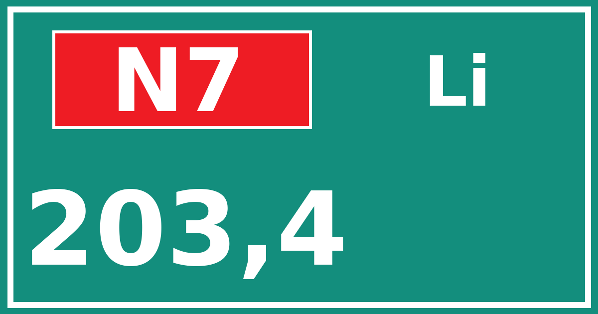 Hectometerbord N7 203,4 zijde Li