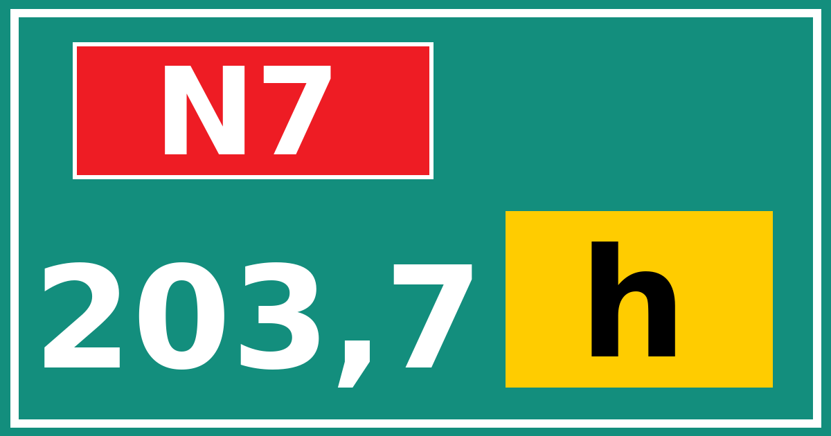 Hectometerbord N7 203,7 letter h
