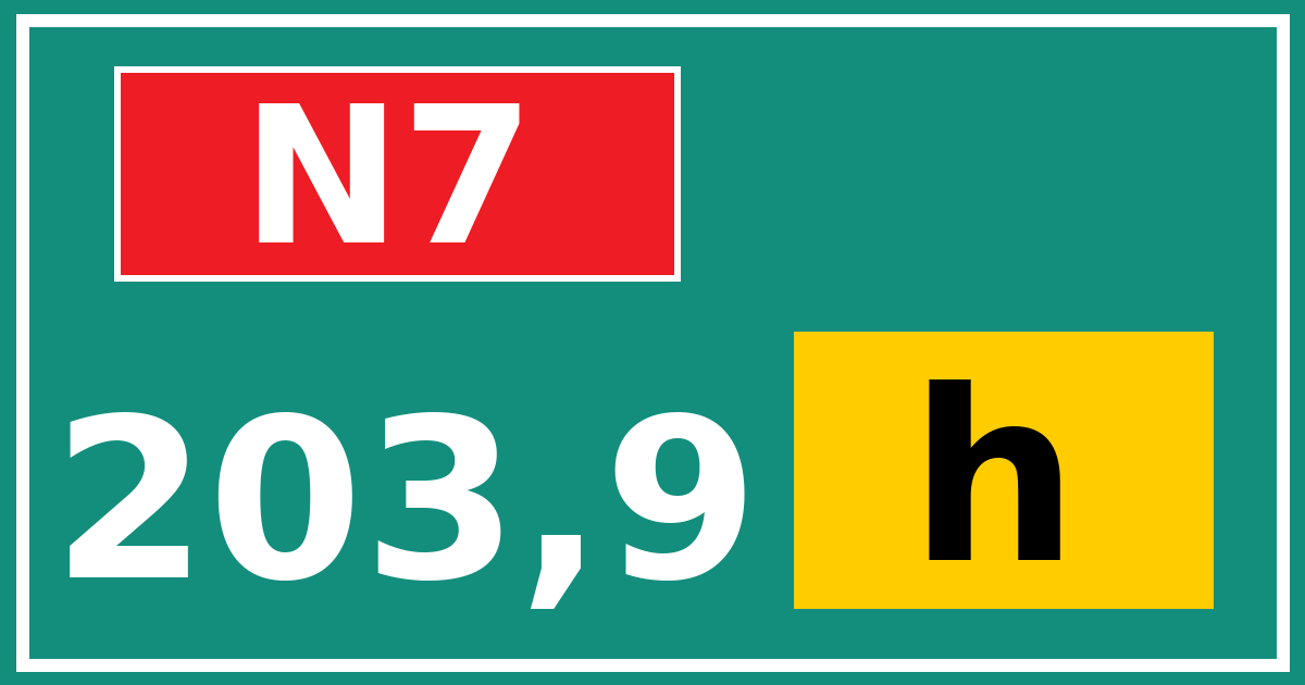 Hectometerbord N7 203,9 letter h