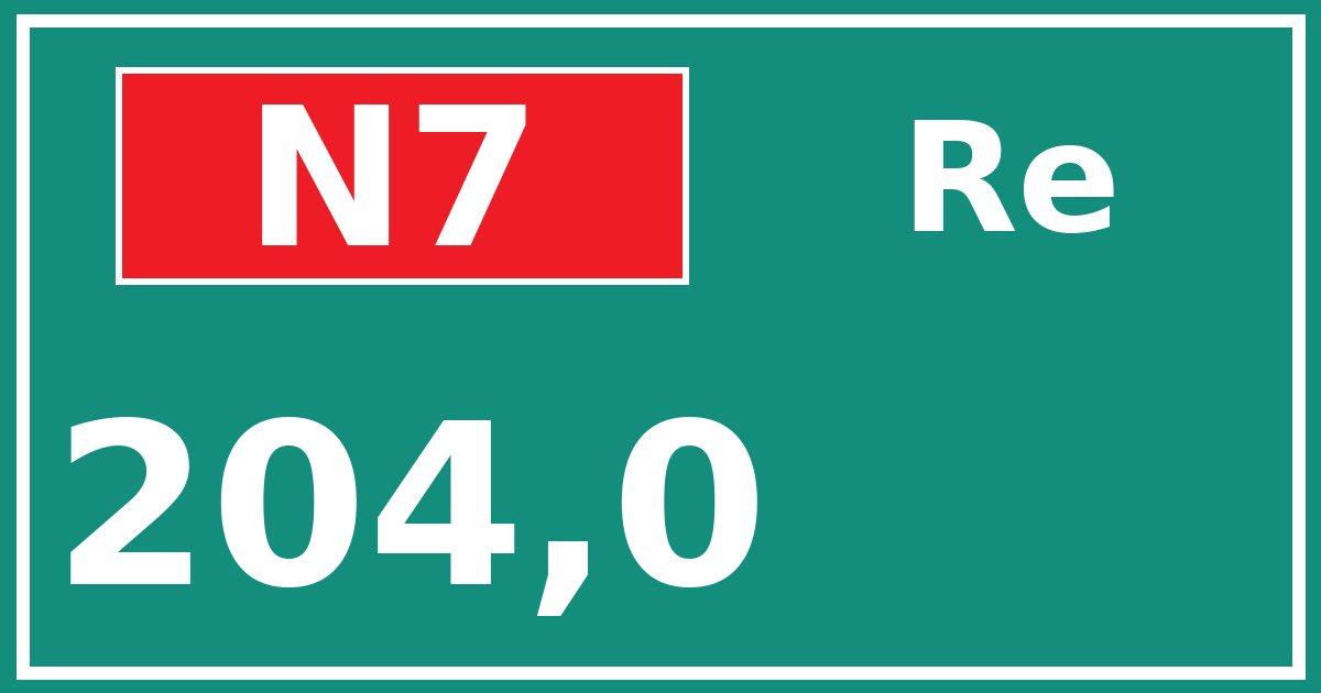 Hectometerbord N7 204,0 zijde Re