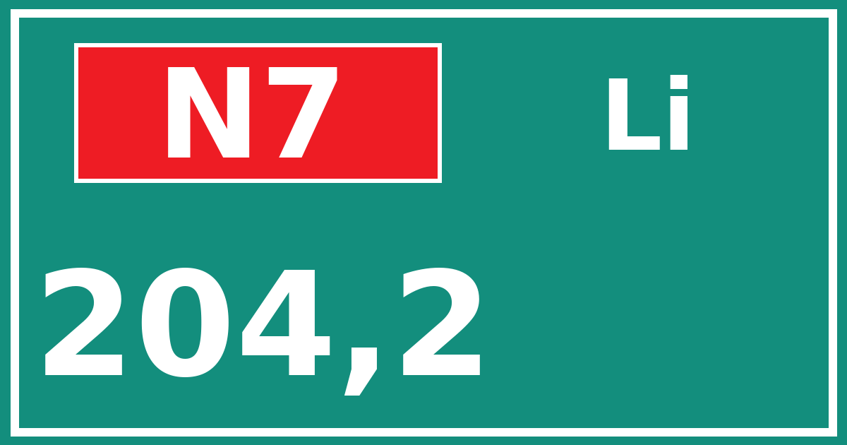 Hectometerbord N7 204,2 zijde Li