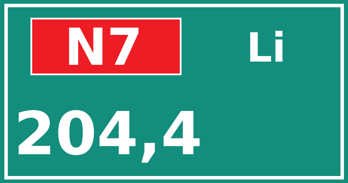 Hectometerbord N7 204,4 zijde Li