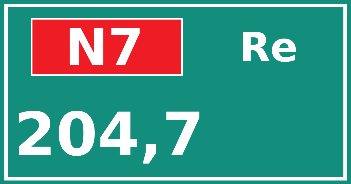 Hectometerbord N7 204,7 zijde Re