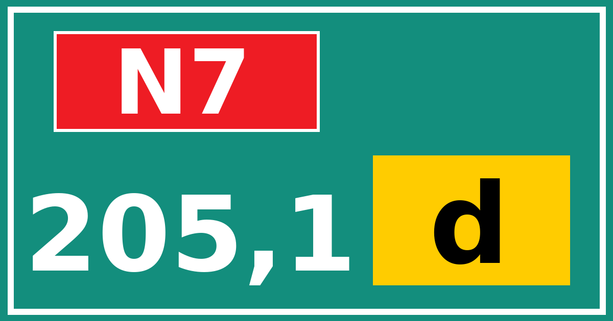 Hectometerbord N7 205,1 letter d