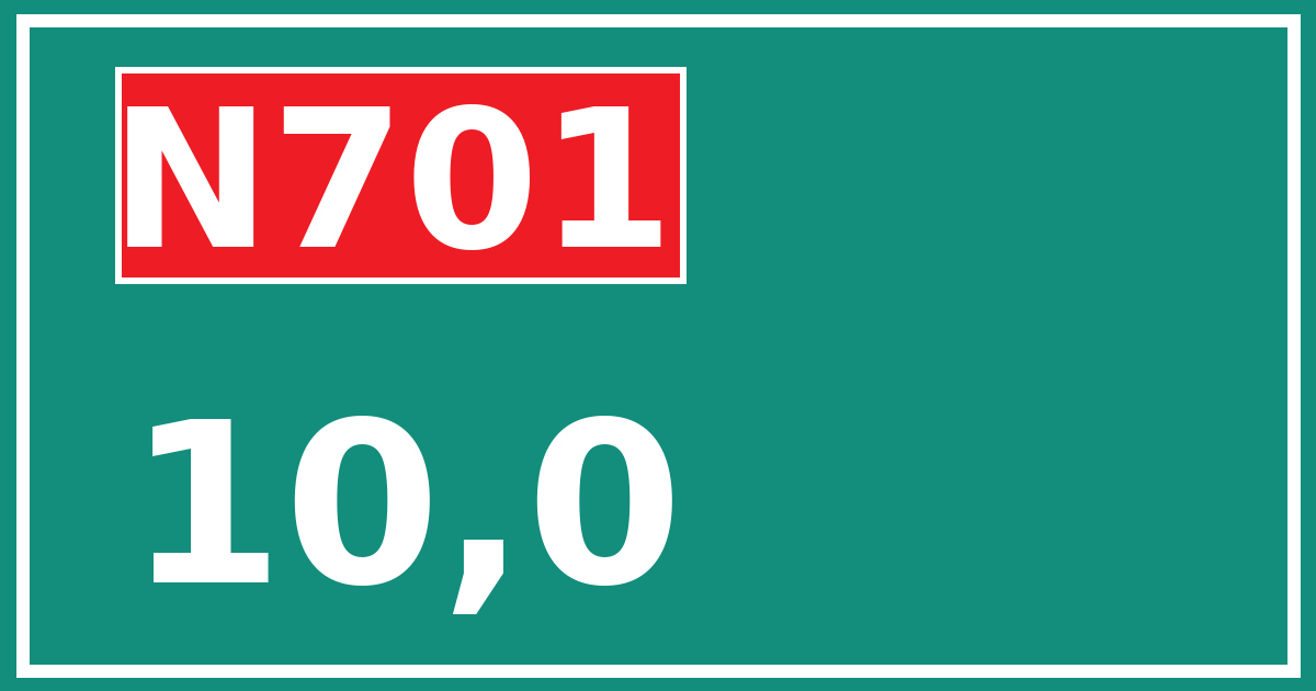 Hectometerbord N701 10,0
