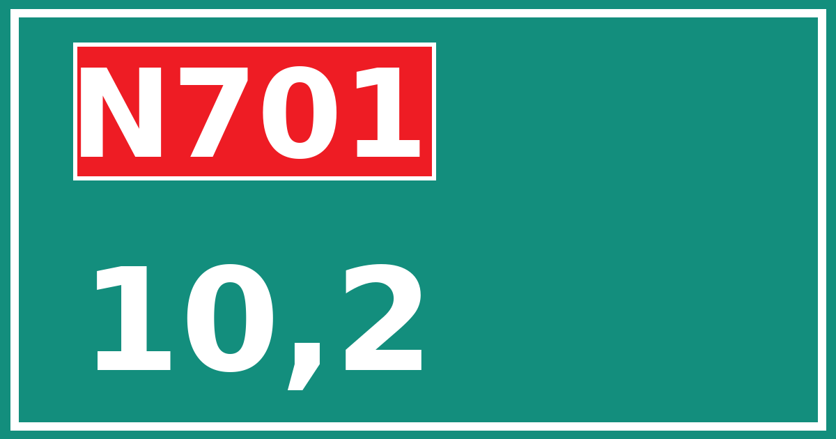 Hectometerbord N701 10,2