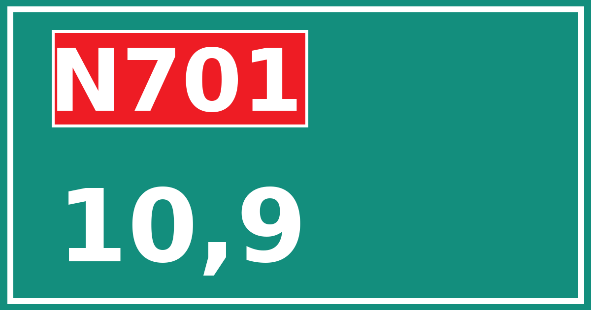 Hectometerbord N701 10,9