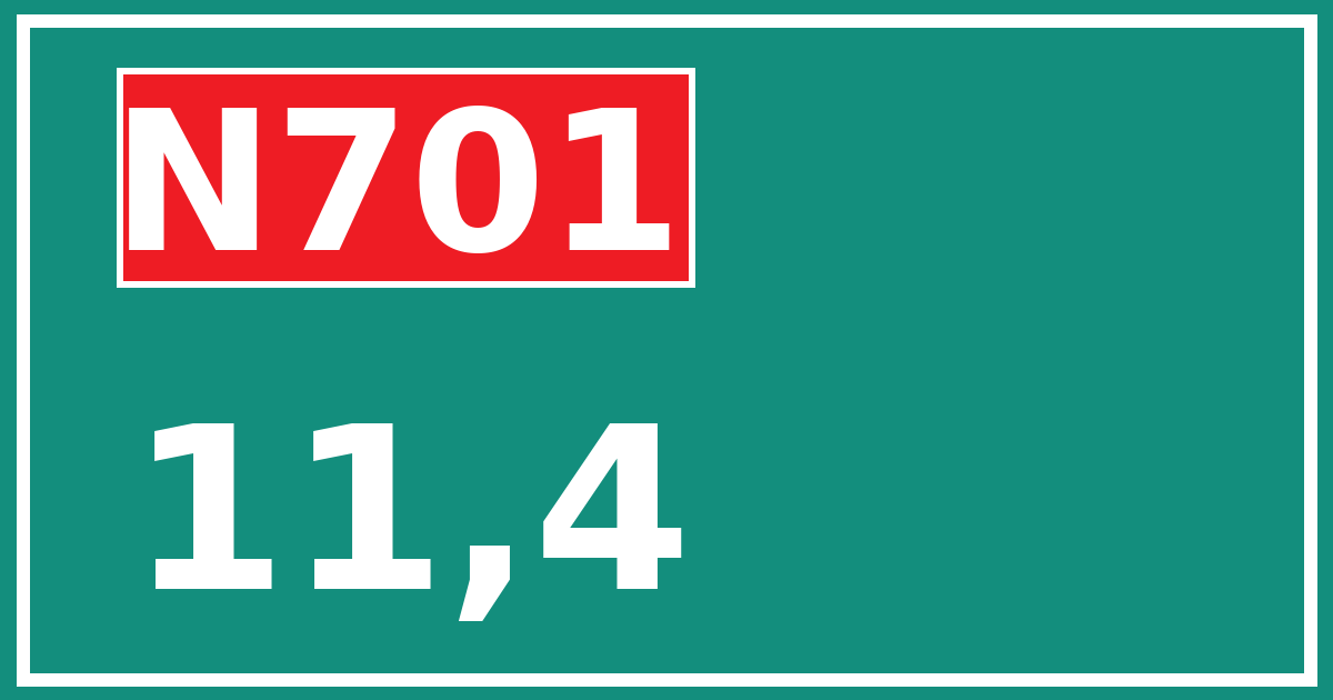 Hectometerbord N701 11,4