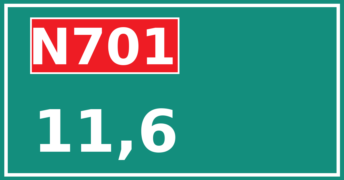 Hectometerbord N701 11,6