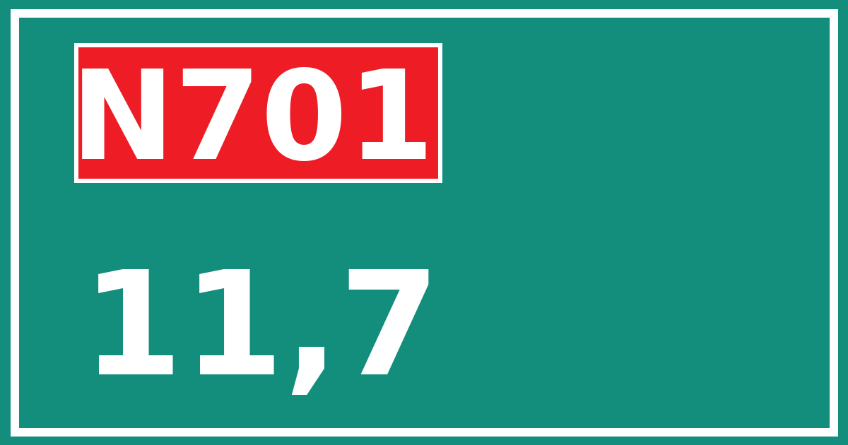 Hectometerbord N701 11,7