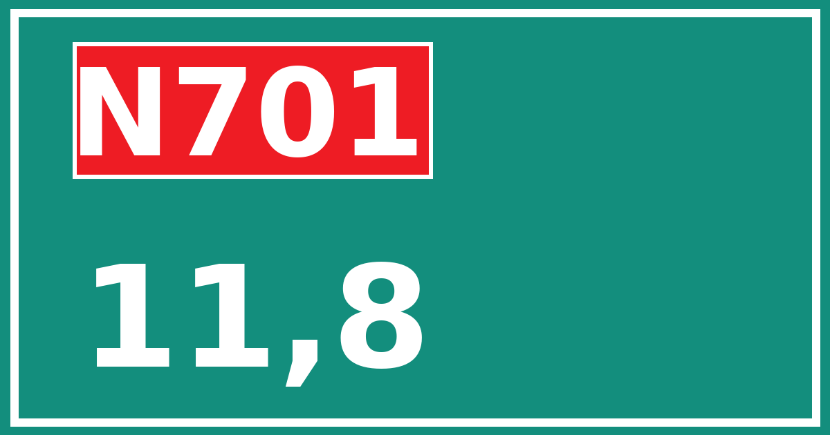 Hectometerbord N701 11,8