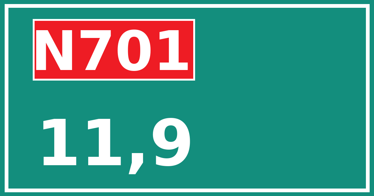 Hectometerbord N701 11,9