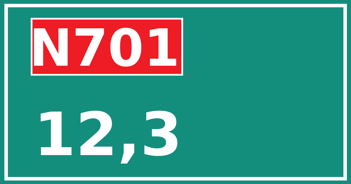 Hectometerbord N701 12,3