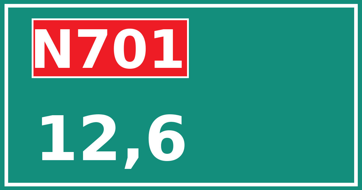 Hectometerbord N701 12,6