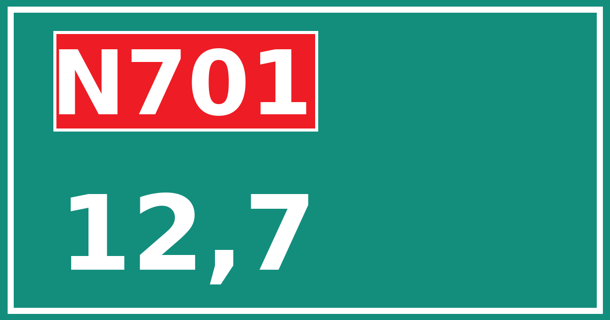 Hectometerbord N701 12,7