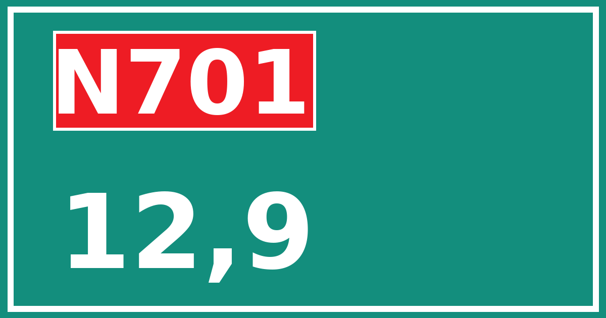 Hectometerbord N701 12,9