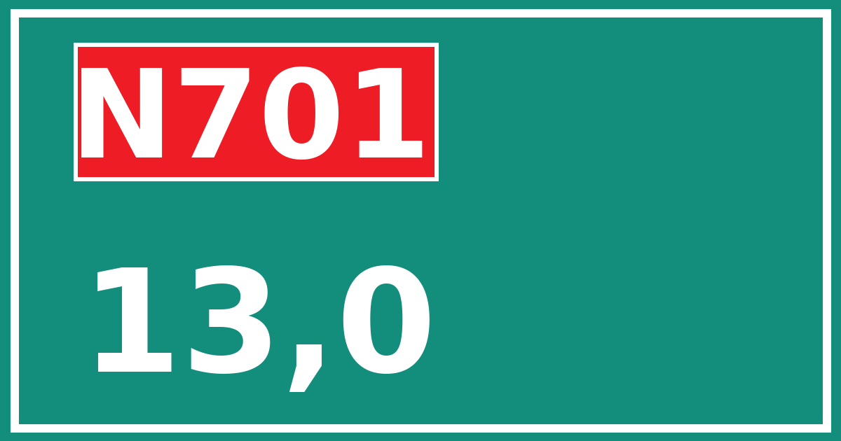 Hectometerbord N701 13,0