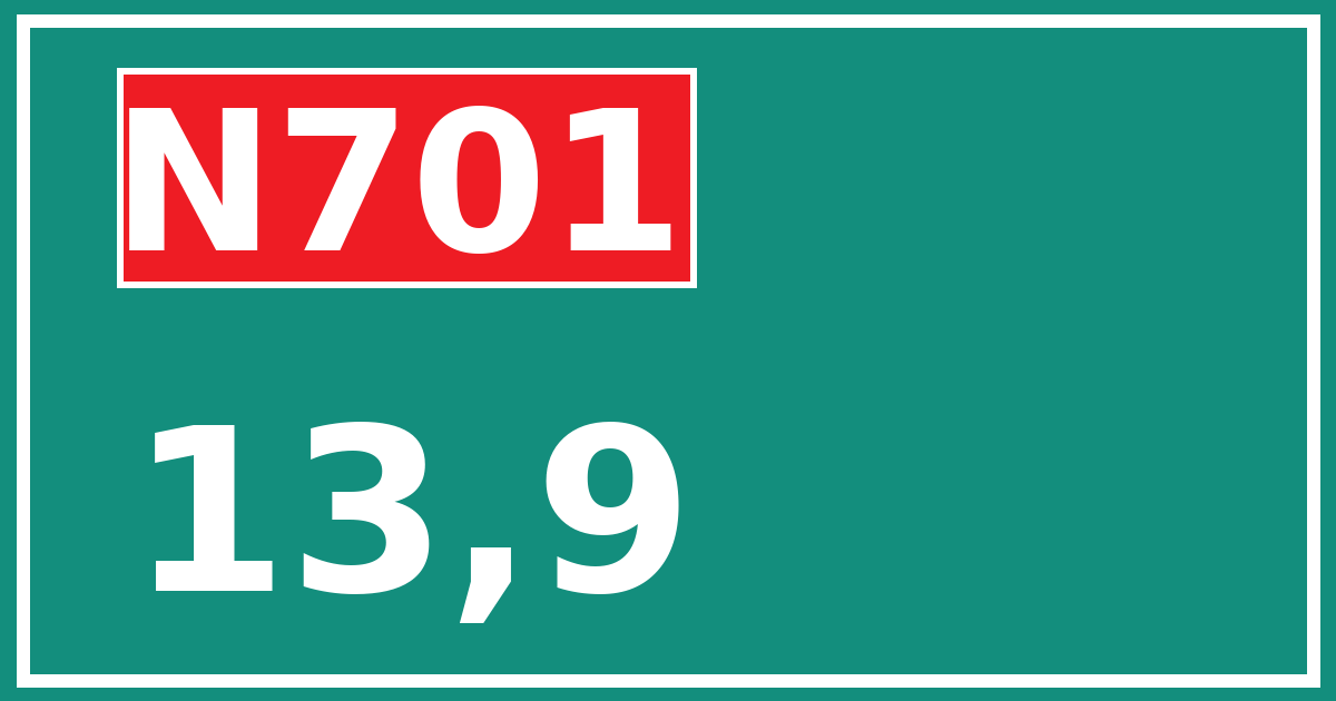 Hectometerbord N701 13,9