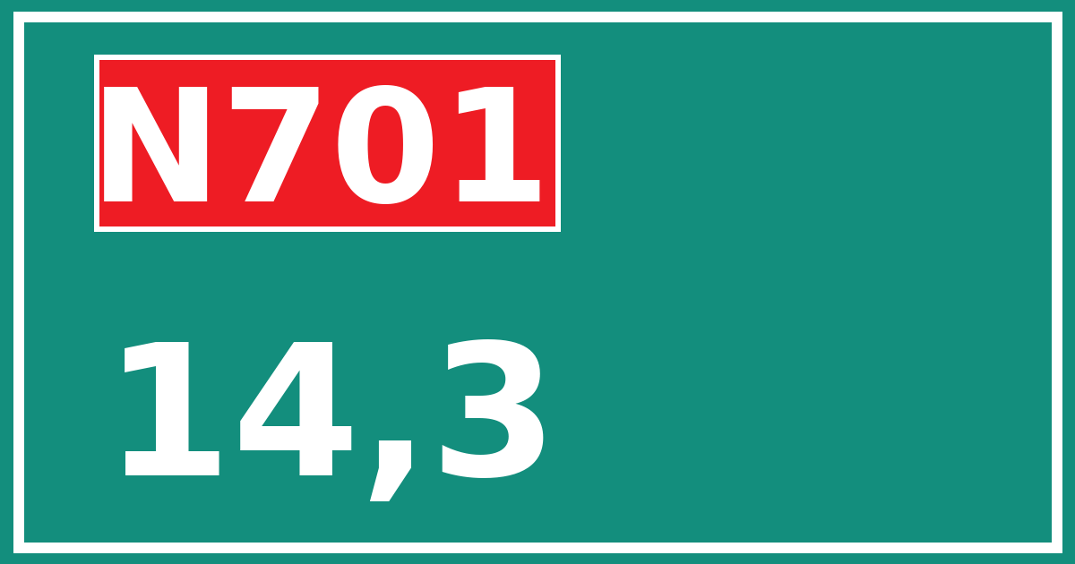 Hectometerbord N701 14,3