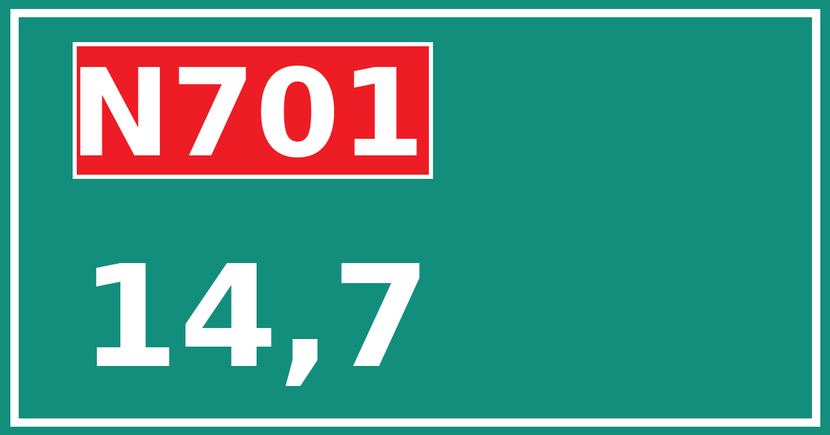 Hectometerbord N701 14,7